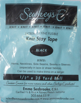SewKeysE Knit Stay Tape - Black Fabric By The Yard